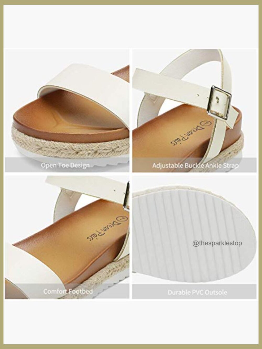 Open Toe Ankle Strap Espadrille Platform Wedge Sandals - Picture 5 of 7